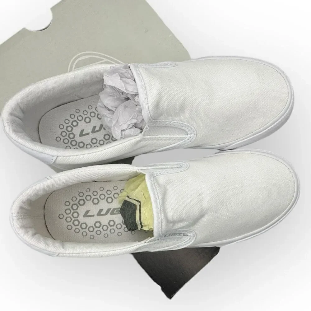 Lugz Womens Clipper Slip On Canvas Sneakers Shoes White Size 5.5M
